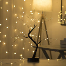 Load image into Gallery viewer, LED Copper Wire Tree Shape Night Light Battery USB Firefly Tree Lamp Firework Touch Switch Control Table Lamp Home Decor
