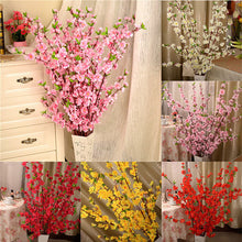 Load image into Gallery viewer, Artificial Cherry Spring Plum Peach Blossom Branch Silk Flower Home Wedding Decorative Flowers Plastic Peach Bouquet 65CM
