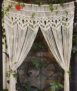 Big acrame Curtain Bohemia Wall Art Handmade Cotton Wall Hanging Tapestry with Lace Fabrics Bohemian Hanging Decoration