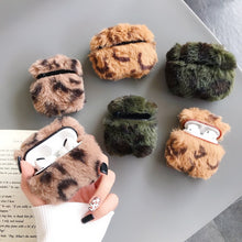 Load image into Gallery viewer, L-FADNUT Cute Leopard Fluffy Case For AirPods 1 2 Warm Fur Plush Shockproof Anti-dust Cover For Airpods Pro Apple Charging Capa
