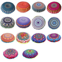 Load image into Gallery viewer, 43*43CM Round Indian Mandala Pattern Pillowcase Bohemian Cushion Cover Boho Floor Cushion Pillows Cover Case
