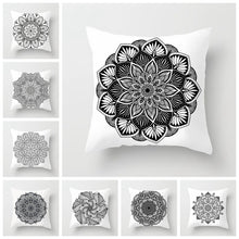 Load image into Gallery viewer, Fuwatacchi Black White Geometric Pattern Printed Pillow Case Mandala Style Cushion Cover Decorative Pillow For Sofa Car Bedroom
