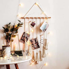 Load image into Gallery viewer, tapestry wall Art  hanging macrame wall hanging pink black  hold photos bedroom room decoration cotton photo display
