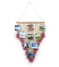 Load image into Gallery viewer, tapestry wall Art  hanging macrame wall hanging pink black  hold photos bedroom room decoration cotton photo display
