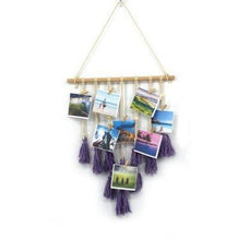 Load image into Gallery viewer, tapestry wall Art  hanging macrame wall hanging pink black  hold photos bedroom room decoration cotton photo display
