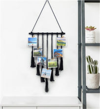 Load image into Gallery viewer, tapestry wall Art  hanging macrame wall hanging pink black  hold photos bedroom room decoration cotton photo display
