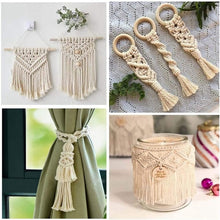 Load image into Gallery viewer, Macrame Cord Natural Cotton Rope m with Wood Ring Wood Stick for DIY Teether Macrame Kit Wall Hanging Plant Hanger
