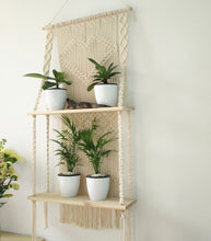 Load image into Gallery viewer, Macrame Plant Hanger with Wooden Shelf Rope Planter Pot Hanger Basket Holder
