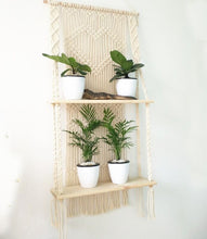 Load image into Gallery viewer, Macrame Plant Hanger with Wooden Shelf Rope Planter Pot Hanger Basket Holder
