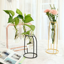 Load image into Gallery viewer, Affordable Lluxury Nordic Style Glass Iron Art Vase Rose Gold Ceometric Shape Flowerpot Home Wedding Decoration Accessories
