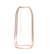 Load image into Gallery viewer, Affordable Lluxury Nordic Style Glass Iron Art Vase Rose Gold Ceometric Shape Flowerpot Home Wedding Decoration Accessories

