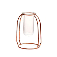Load image into Gallery viewer, Affordable Lluxury Nordic Style Glass Iron Art Vase Rose Gold Ceometric Shape Flowerpot Home Wedding Decoration Accessories
