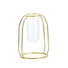 Load image into Gallery viewer, Affordable Lluxury Nordic Style Glass Iron Art Vase Rose Gold Ceometric Shape Flowerpot Home Wedding Decoration Accessories
