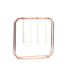 Load image into Gallery viewer, Affordable Lluxury Nordic Style Glass Iron Art Vase Rose Gold Ceometric Shape Flowerpot Home Wedding Decoration Accessories
