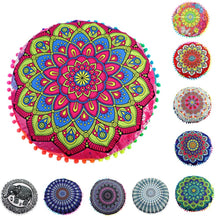 Load image into Gallery viewer, 43*43CM Indian Mandala Floor Pillows Round Bohemian Cushion Pillows Cover Case Cushions Textile Pillowcase New 2019
