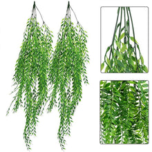 Load image into Gallery viewer, Green Leaf Bamboo Willow Artificial Wicker Fake Weeping Hanging Plant Flower Willow Garden Wall Decoration Tool Fake Rattan V1M3
