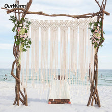 Load image into Gallery viewer, OurWarm 100x115cm Handmade Cotton Wall Hanging Tapestry Macrame Wedding Backdrop Curtain Bohemia Tassel Wall Art Boho Home Decor
