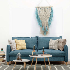 Hand Knotted Macrame Wall Art Handmade Cotton Bohemian Wall Hanging Tapestry With Tassel Boho Wedding Best Dorm Room Decoration