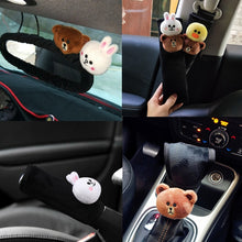 Load image into Gallery viewer, Cute Cartoon Bear Plush Car Sefety Seat Belt Cover Shoulder Pad Hand Brake Gear Shifter Cover Car Styling Interior Accessories
