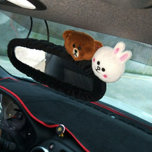 Load image into Gallery viewer, Cute Cartoon Bear Plush Car Sefety Seat Belt Cover Shoulder Pad Hand Brake Gear Shifter Cover Car Styling Interior Accessories
