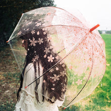 Load image into Gallery viewer, SAFEBET Sakura Transparent Umbrella Semi Automatic Kids Umbrellas Apollo Cute Umbrella Long Handle Rain Umbrellas For Girl
