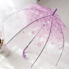 Load image into Gallery viewer, SAFEBET Sakura Transparent Umbrella Semi Automatic Kids Umbrellas Apollo Cute Umbrella Long Handle Rain Umbrellas For Girl
