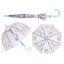 Load image into Gallery viewer, SAFEBET Sakura Transparent Umbrella Semi Automatic Kids Umbrellas Apollo Cute Umbrella Long Handle Rain Umbrellas For Girl
