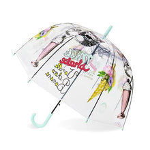 Load image into Gallery viewer, SAFEBET Sakura Transparent Umbrella Semi Automatic Kids Umbrellas Apollo Cute Umbrella Long Handle Rain Umbrellas For Girl
