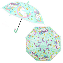 Load image into Gallery viewer, SAFEBET Sakura Transparent Umbrella Semi Automatic Kids Umbrellas Apollo Cute Umbrella Long Handle Rain Umbrellas For Girl
